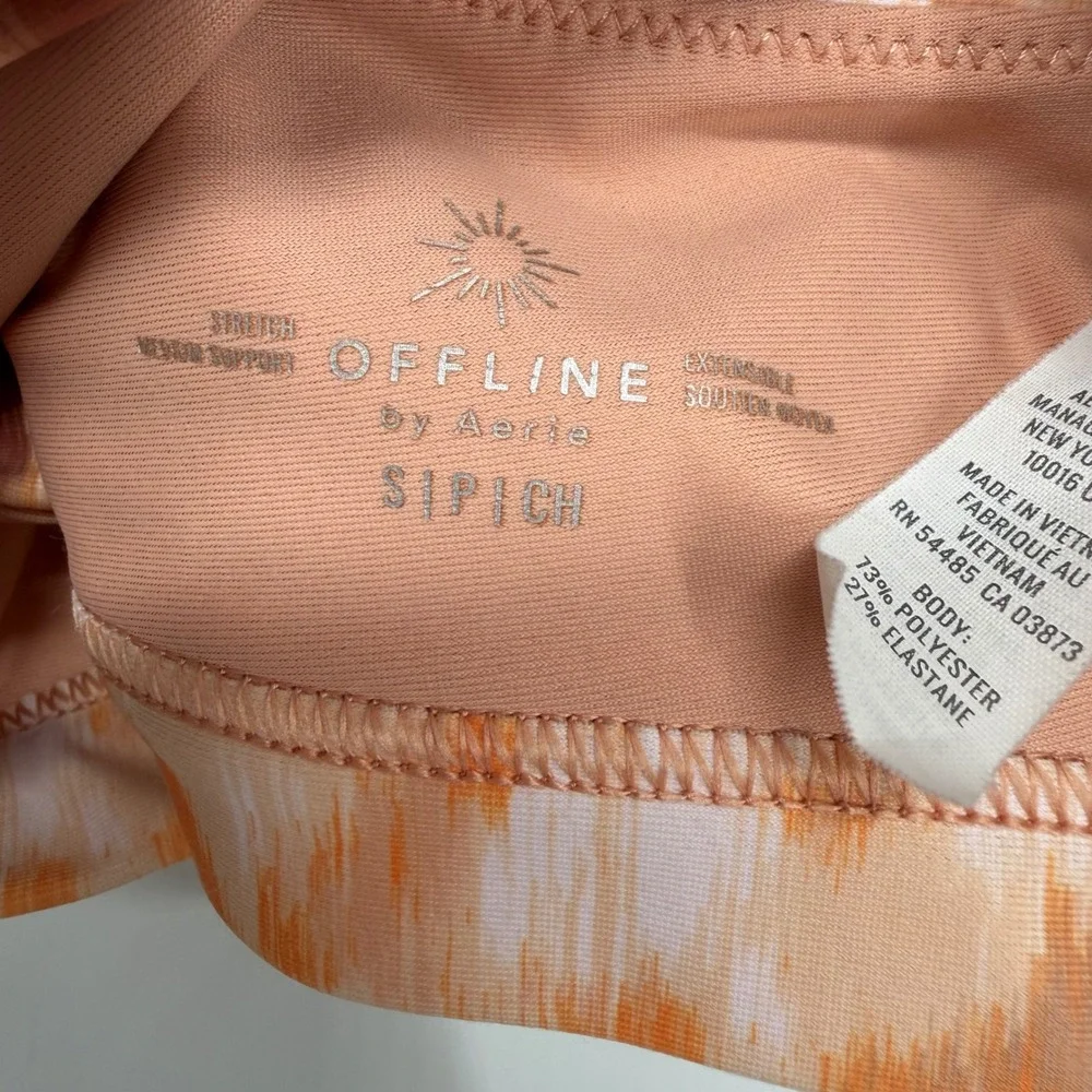 OFFLINE by Aerie Sports Bra Womens Small Orange Abstract Print Low Support Yoga